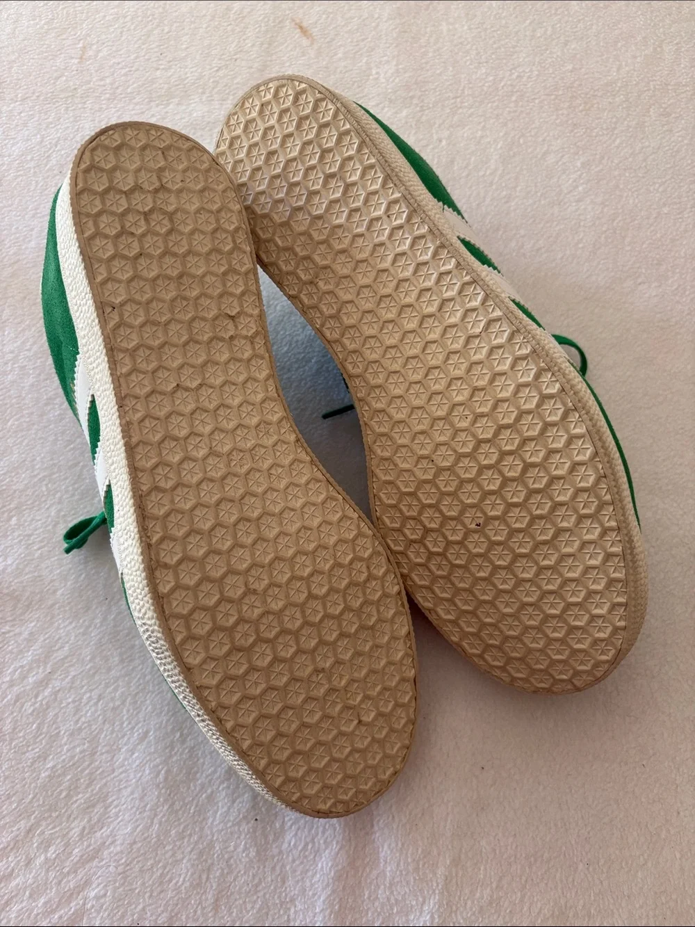 Adidas Green Suede Gazelle Sneakers with White Stripes